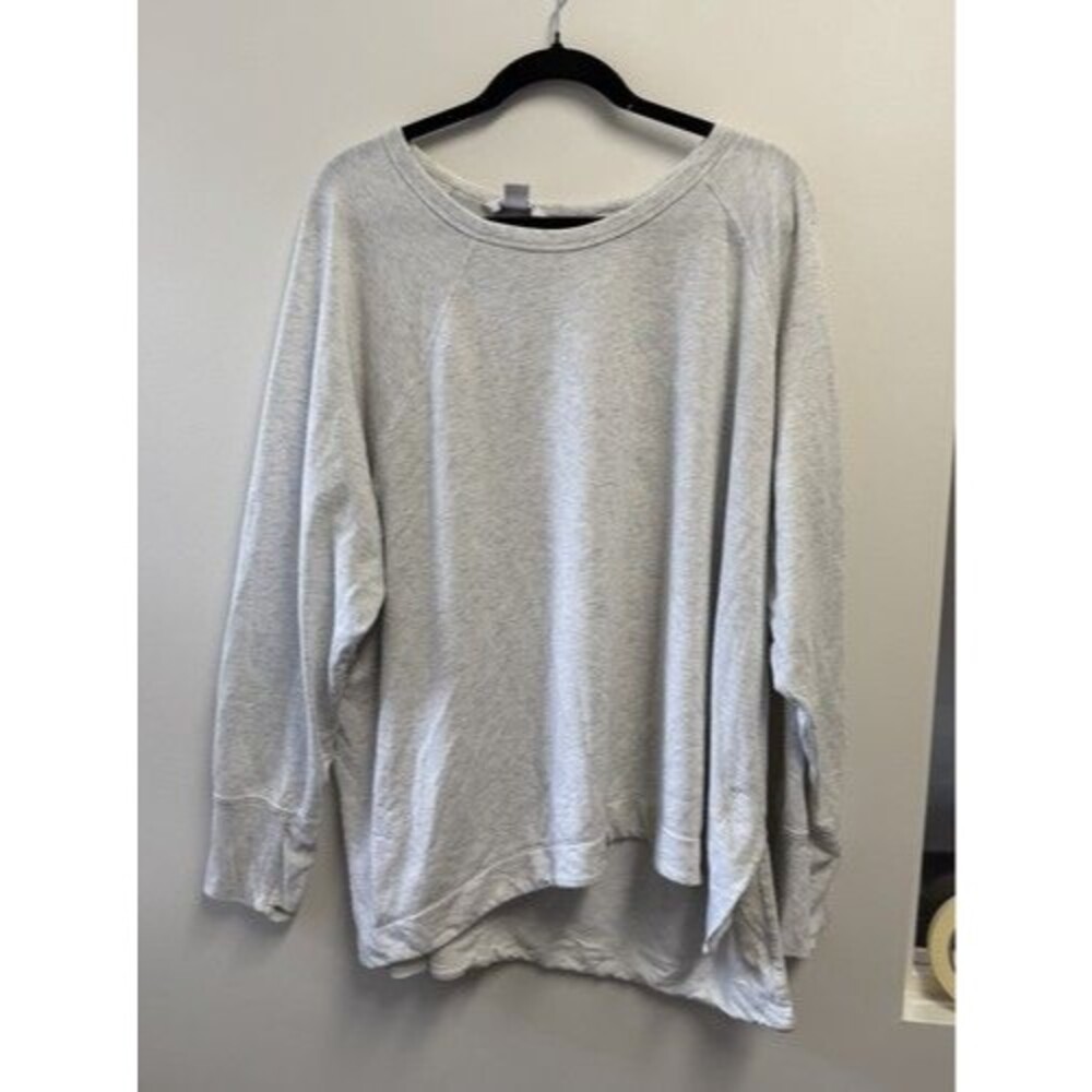Athleta Women’s 2X Plus Gray Pullover Sweatshirt Crew Neck Raglan Sleeve